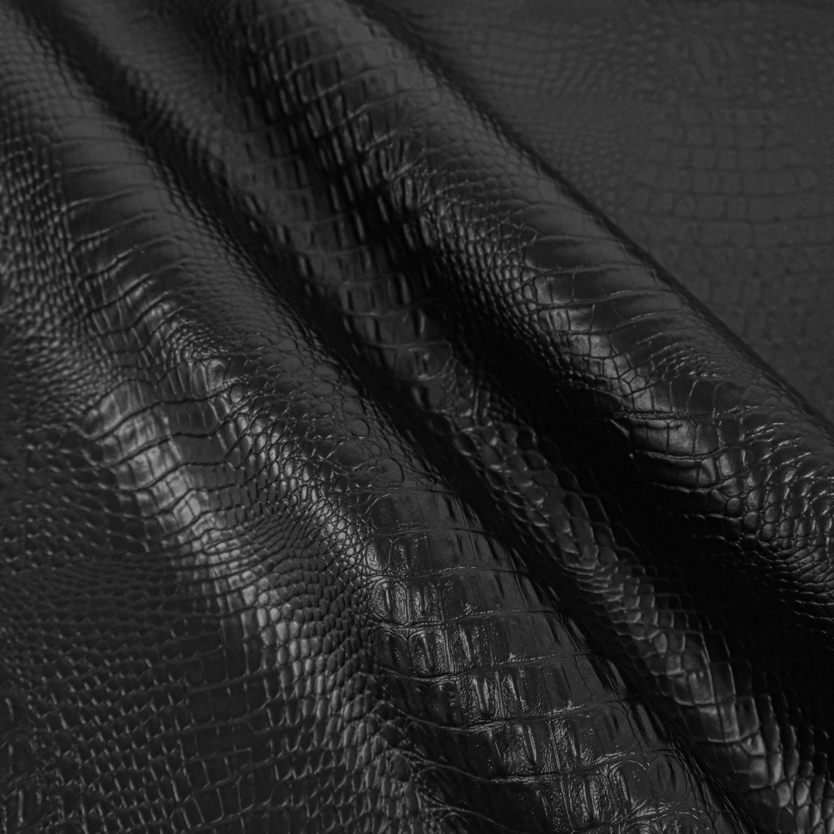 Black Faux Leather - Crocodile - Maison Klem